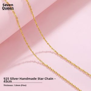 Non-Fading 18k Gold Plated 925 Silver Necklace Female No Pendant