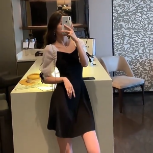 SimpleMill Dress Female Spring Summer Gentle Temperament Slim A-line Skirt