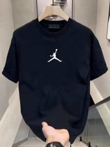 Summer Heavyweight Cotton Short Sleeve T-Shirt Mens round Neck Loose Casual Sport Versatile American Style Half Sleeve Printed