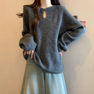 Stylish Elegant 2026 Fall New Womens Fashion Design Plus Size Loose Long Sleeve Knit Sweater