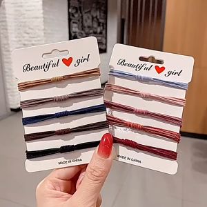 Set 5 Dây Cột Tóc Nữ Thun Nhiều Vòng Màu Sắc Đơn Giản