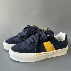 Trendy Youth Sports Shoes Leather Patchwork Stitching Detail Breathable Low Top Flat Heel Rubber Outsole Mens Fall Style