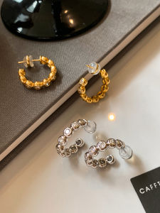 CAFFTI | Silver Rhinestone Zircon Bubble Earrings