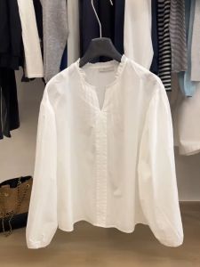YUFUQING | French Elegant White V-neck Long Sleeve Shirt Women Early Autumn New High-grade Loose Versatile Fashionable Top Trendy