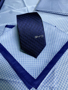 New BYD Dragon Scale Ocean Net Tie with Zipper Silk Scarf for Men Business Style Striped Pattern Spring Summer Autumn Youth