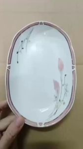 (Cam kết đổi trả khi bể vỡ) Đĩa xoài hoa lan hồng 1012 sứ chuan kuo nhập khẩu cao cấp
