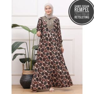 (COD) GAMIS SOGAN REMPEL BATIK CAP