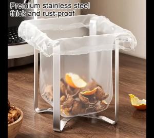 Durable Stainless Steel Garbage Bag Holder Multifunctional Foldable Trash Bag Stand Portable Garbage Bag Rack Kitchen Countertop