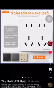 Ổ cắm điện bốn Marc Lichte 10 lỗ 16A âm tường chống cháy chính hãng chuẩn Châu Âu giá Việt Nam
