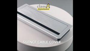 ClassAHW Black Silver Rectangle Aluminium Desk Grommet Cable Hole Cover with Brush for Wire Organizer