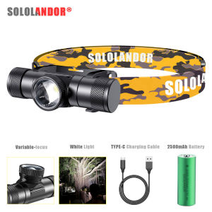 Newest White LED Camouflage Headlamp High Power Headlight 18650 Rechargeable USB Type-C Torch Camping Hunting Flashlight Lamps
