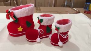 Christmas candy sock for Christmas shoe decoration Candy Boots 圣诞节装饰圣诞靴子鞋子礼物袋糖果植绒靴小礼品糖果包装