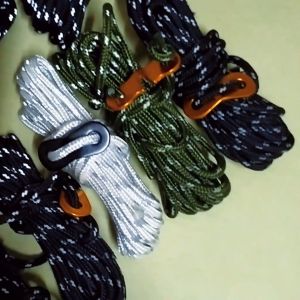 Outdoor 4mm Night Glow In The Dark Reflective Camping Rope， Waterproof Cloth Umbrella Tent Rope， Tent Camp Hiking Pole Aluminum Alloy Buckle Bccessories Rope Clothesline 4m