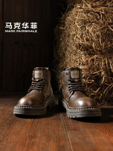 Mens Martin Boots Mark Fairwhale Spring Thick Bottom Heightening Anti-slip Motorcycle Climbing Boots Fashionable Sports Shoes