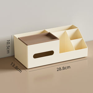 Multi-Functional Tissue Box Holder Living Room Bedroom Coffee Table Remote Control Storage Creative Grids Paper Towel Box
