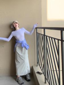 American Retro Pocket Work Skirt High Waist A-Line Casual Versatile Mid-Length Womens Skirts Summer Fashion High Waist