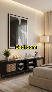 Free Installation !!  Rattan Effect TV Cabinet 5FT / 6FT – Modern Media Console & TV Stand Fits Up to 75 Inch-Kenzzo
