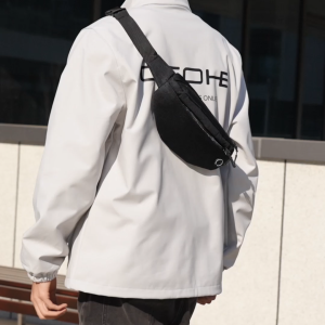 MENSPE Sport Waist Pack Cross Body Bag Pouch Bag Casual Men Chest Bag Men Fashion Shoulder Bag Waist Belt Bag Waterproof Oxford Cloth with Headphone Hole for Travel Outdoor