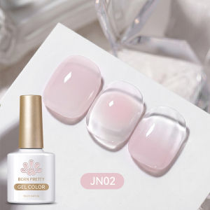 BORN PRETTY 10ml Jelly Nude Gel Nail Polish Semi Transparent Manicure Blush Gradient Jelly Ice Nude Pink Nails Gel for Girls