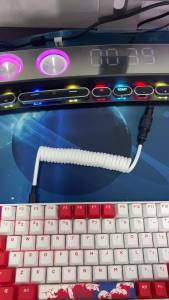 【LANO】Pink Type-C to USB Coiled Cable Keyboard Detachable Metal Aviator Double Sleeved Wire For Gaming Keyboard Desktop Compute