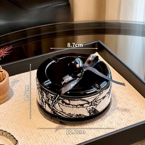 Elegant Ceramic Ashtray Vintage Style Living Room Decorative Piece with Lid Dustproof Luxury Creative Home Decoration