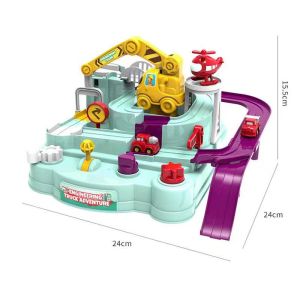 Car Adventure Racing Colorful Car Race Track Rail Excavator Helicopter Early Education Children Kid Birthday Gift
