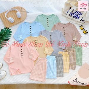 Bộ Quần Áo Dài Tay Cho Bé Trai Bé Gái 8-18kg BÉ XINH SHOP Đồ Bộ Thu Đông Tay Dài Cho Bé Trai Gái DÀI NÚT GỖ