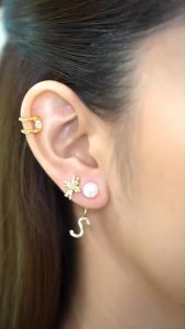 A.CEMI Opal 12 Fortune Star Earring ต่างหูโอปอล โชคลาภ ต่างหูพลอยแท้ ของขวัญ ต่างหูไม่แพ้