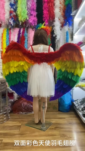 ปีกนางฟ้าสีรุ้ง LGBT นางฟ้า สีรุ้ง ปีกขนนก ขนนก พรอพ Rainbow LGBT LGBTQ Pride Parade Prop Angel Wings Wing Accessories