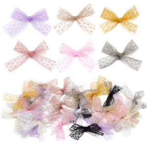 20pcs Mesh Ribbon Bows Mutilcolor Lace Mini Bowknot Satin Ribbon Bow Flower For DIY Craft Decoration Nail Manicure Accessories