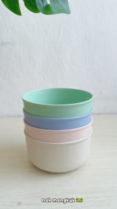 Wheat Straw Bowl Set 4in1 | Mangkuk Makan Ramah Lingkungan Warna-Warni Cocok untuk Bayi & Keluarga Merah