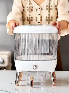 [VIDKHSY Store】Rice Storage Box Grain Cereal Dispenser Food Organizer Container Automatic Rice Dispenser Kitchen