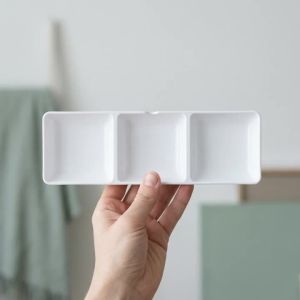 Professional 3-Well Long Strip Plastic Paint Palette Deep Well for Watercolor Gouache Space-Saving Mixing Tray for Artists