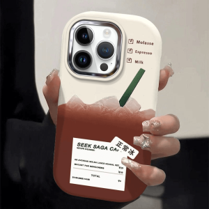 Creative Ice American Coffee Apple 16Promax Phone Case Silicone Protective Cover for iPhone 15Plus plus Size Womens Model