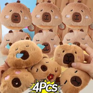 4Pcs Capybara Plush Coin Purse Keychain Creative Cartoon Anime Bag Pendant Backpack Charms Gifts