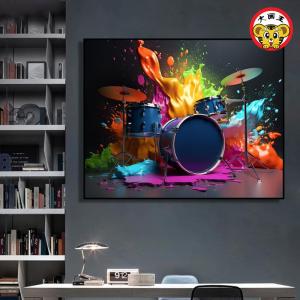 Modern Minimalist Drum Theme DIY Numbered Oil Painting Wall Decor