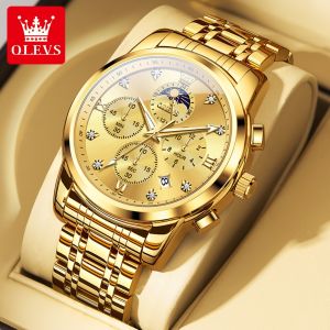 OLEVS chronograph watch for men waterproof luxury multifunctional stainless steel date diamond watch