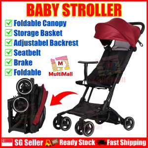 Baby Stroller with Foldable Canopy Red Travel Stroller with Adjustable Backrest Brake and Storage Basket Lightweight Self-Folding Infant Stroller for Newborns to 3 Years Old