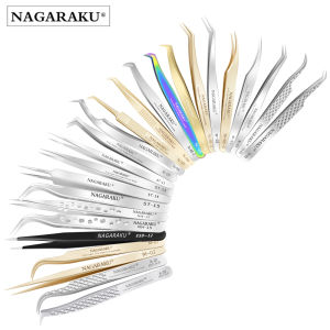 NAGARAKU 1 pcs Eyelash Extension Tweezers Makeup tools Non-magnetic Pincet False Eyelash Tweezers Curved Straight Tweezers