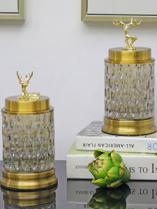 European Crystal Glass Candy Box American Storage Jar Utensils Creative Sucrier Model Room Living Room Decorations Ornaments