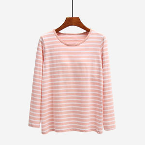 เสื้อยืดแขนยาวผู้หญิง ผ้าฝ้ายแท้ ฤดูใบไม้ร่วง/ฤดูหนาว เสื้อชั้นในแบบไม่ต้องใส่ เสื้อชั้นในแบบหลวมๆ เสื้อชั้นในสำหรับนอน