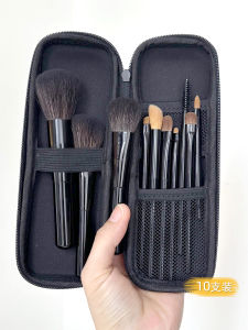 Mini Portable Makeup Brush Set 10 Pieces Animal Hair Eyeshadow Blush Powder Lip Brush for Beginners Cosmetic Tools