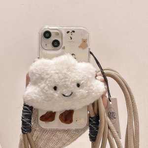 Cute Cloud Plush Mobile Phone Clip-On Charm Fall Winter New Style for Apple Devices Chain Strap Fashionable Digital Accessories