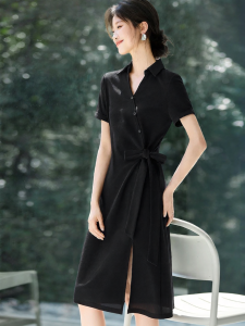 MOHANYIMEI | Leisure V-Neck Button-up Belted A-Line Dress