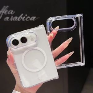 szhaiyu | Luxury UltraThin Transparent Phone Case For Magsafe For iPhone Duo iPhone 18 Fold Magnetic Wireless Charge Hard Bumper Cover