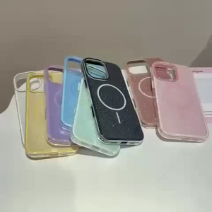 New! Glitter Magnetic Lens Stand Holder Case - Hardcase /Casing Hp Compatible For iPhone 11 12 13 14 15 16 Plus Pro Max Casing Full Cover Pelindung Handphone TP537