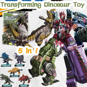 Childrens 5In1 Dinosaur Transforming Robot Toy Model Creative Ensemble Assembled Dinosaur Battlegroup Boy Toy Gifts