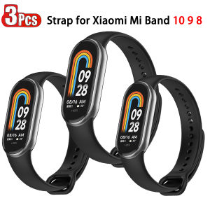3PCS Soft Silicone Strap for Xiaomi Mi Band 10/9/8 Sports Smart Bracelet Wristband for Mi Band 9 Replacement Band Accessories