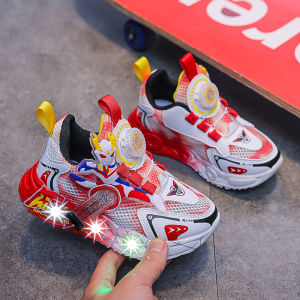Glowing Running Shoes for Boys Breathable Lighting Net Shoes Childrens Soft Bottom Glow in the Dark Shoes Boys Athletic Footwear