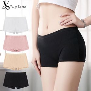 oobest【Delivery 2-3 days】New Womens Anti-glare Safety Pants Two-in-One Boxer Briefs Cotton Plus Size Insurance Base Boxer Shorts Mid Waist Girls Panties